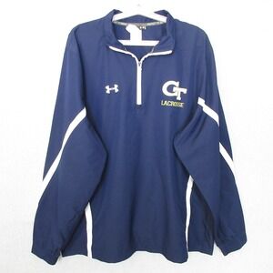 Under Armour Georgia Tech Lacrosse Jacket Navy Blue Quarter Zip Men XL Loose Fit